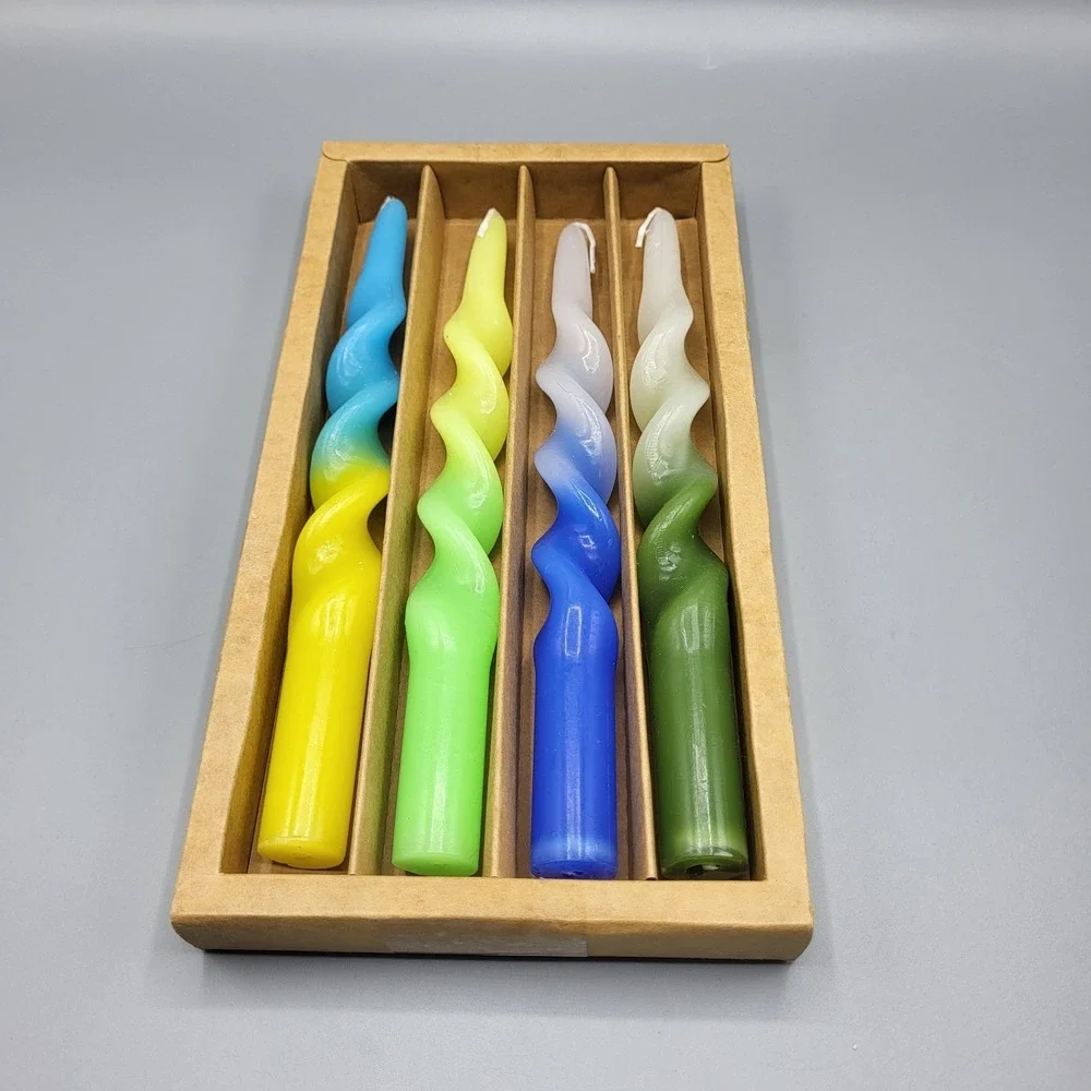 Vintage Ombre Spiral Taper Candles 9.5